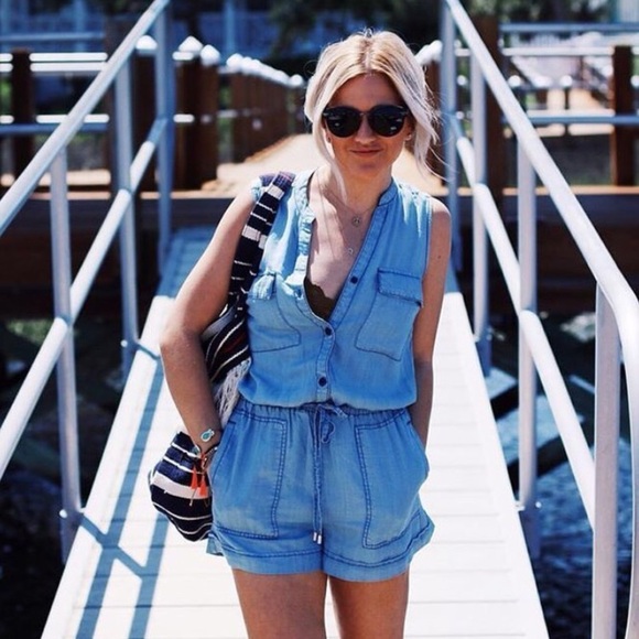Mossimo Chambray Sleeveless Romper S - Picture 1 of 8